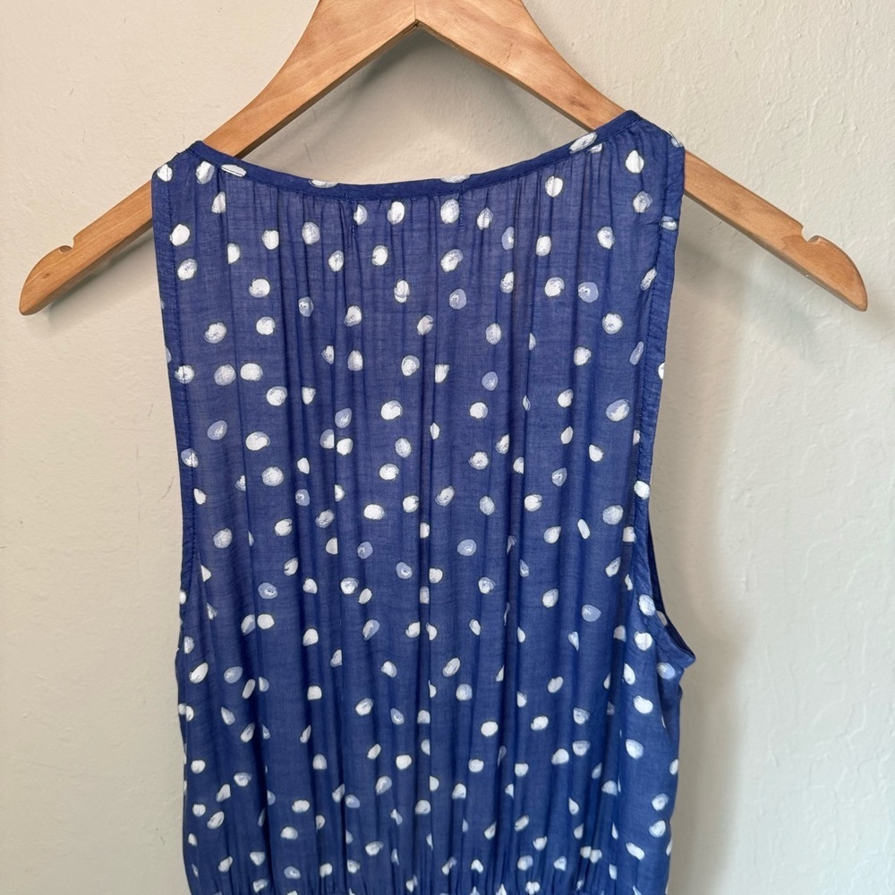 NWT BELLA DAHL Polka Dot Print Shirred Halter Dress In Navy Size Small - Picture 14 of 16